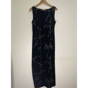 CDC Stretch Velvet Black Dress Womens Size 10 Full Length Sleeveless